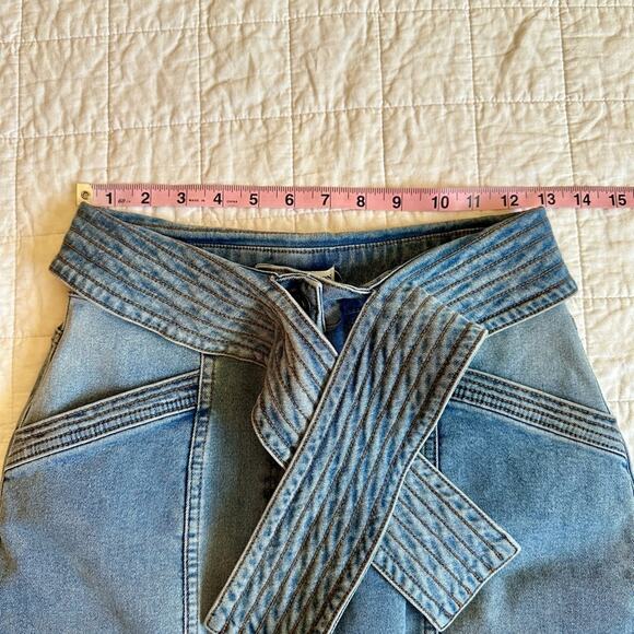 ULLA JOHNSON Otto Bowed Barrel Leg Jean Tie Front Button Fly High Rise 0 NEW - Picture 7 of 12